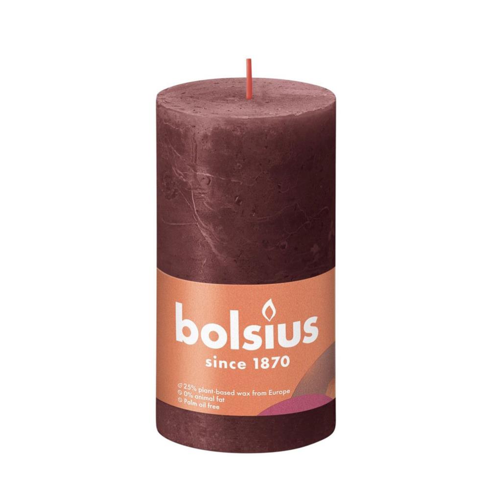 Bolsius Velvet Red Rustic Shine Pillar Candle 13cm x 7cm £6.29